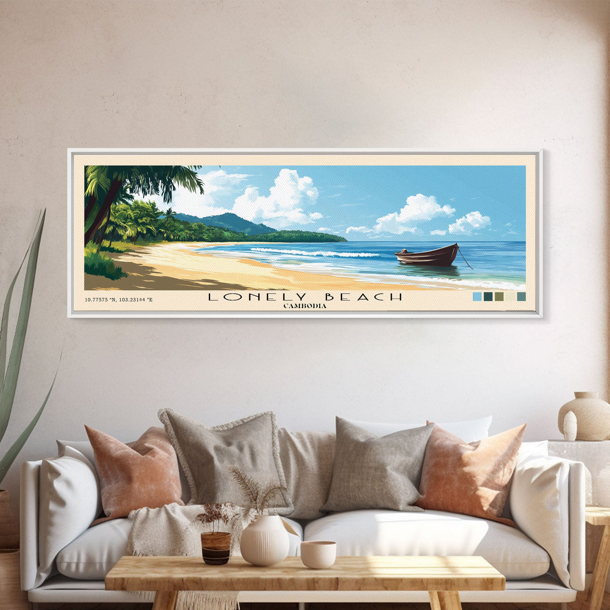 Lonely Beach, Cambodia Panoramic Print, Vacation Gift, Cambodia Wall Art, Vacation Wall Art, Vacatation Memories, Beach Decor, Beach Or Lakehouse Art