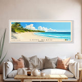 Love Beach, Bahamas Panoramic Print, Vacation Gift, Bahamas Wall Art, Beach Painting, Beach Decor, Large Wall Art, Wood Frame Art