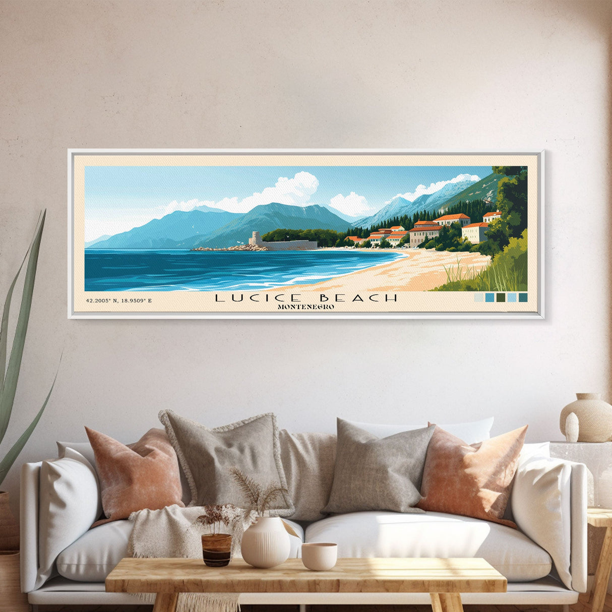 Lucice Beach, Montenegro Panoramic Print, Vacation Gift, Montenegro Wall Art, Vacation Wall Art, Vacatation Memories, Beach Decor, Beach Or Lakehouse Art