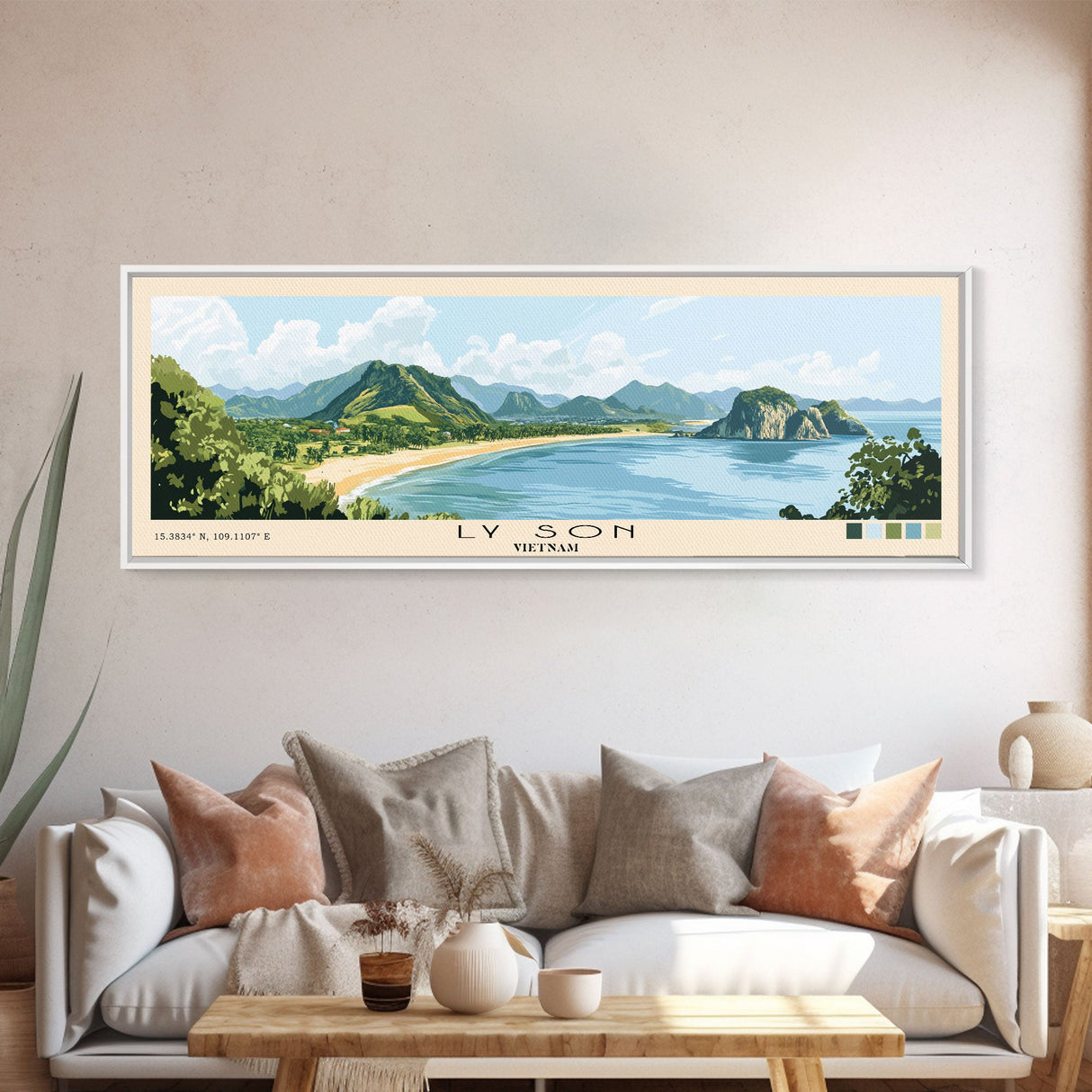 Ly Son, Vietnam Panoramic Beach Print, Vacation Gift, Vietnam Wall Art, Framed Canvas Print, Framed Beach Painting