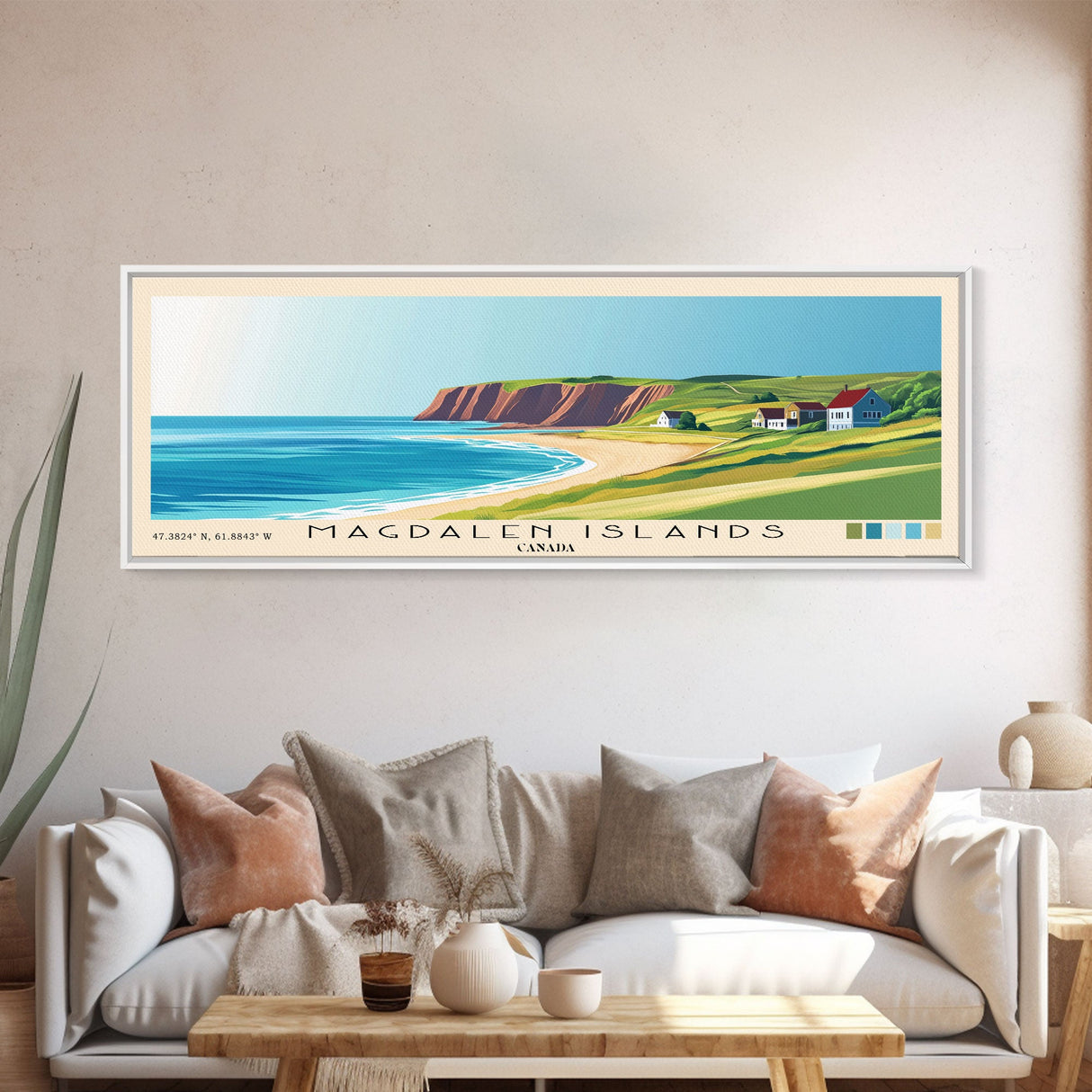 Magdalen Islands, Canada Panoramic Print, Vacation Gift, Canada Wall Art, Beach Painting, Beach Decor, Beach Or Lakehouse Art