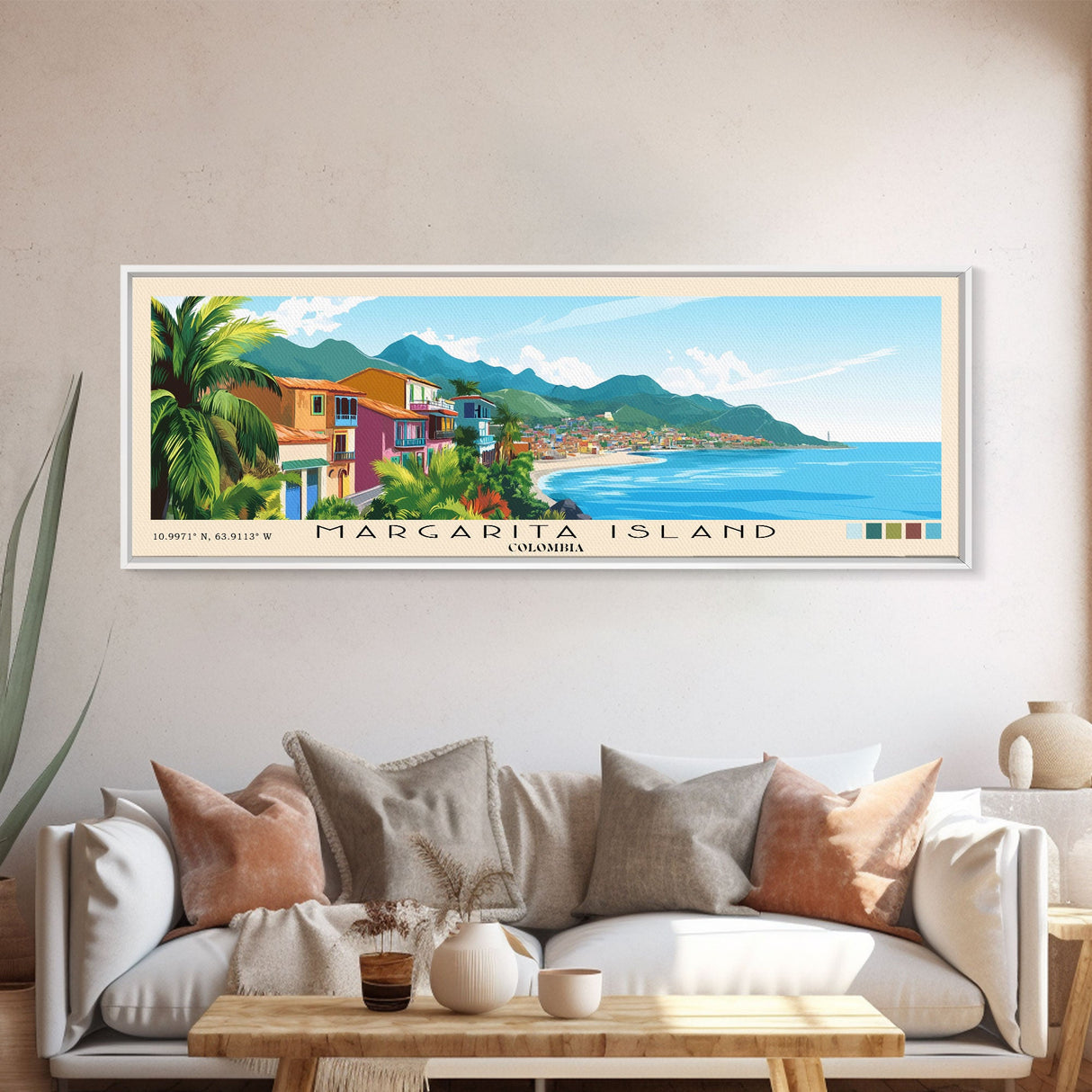 Margarita Island, Colombia Panoramic Print, Vacation Gift, Colombia Wall Art, Beach Painting, Beach Decor, Beach Or Lakehouse Art