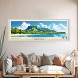 Maupiti, French Polynesia Panoramic Print, Vacation Gift, French Polynesia Wall Art, Beach Painting, Beach Decor, Large Wall Art, Wood Frame Art