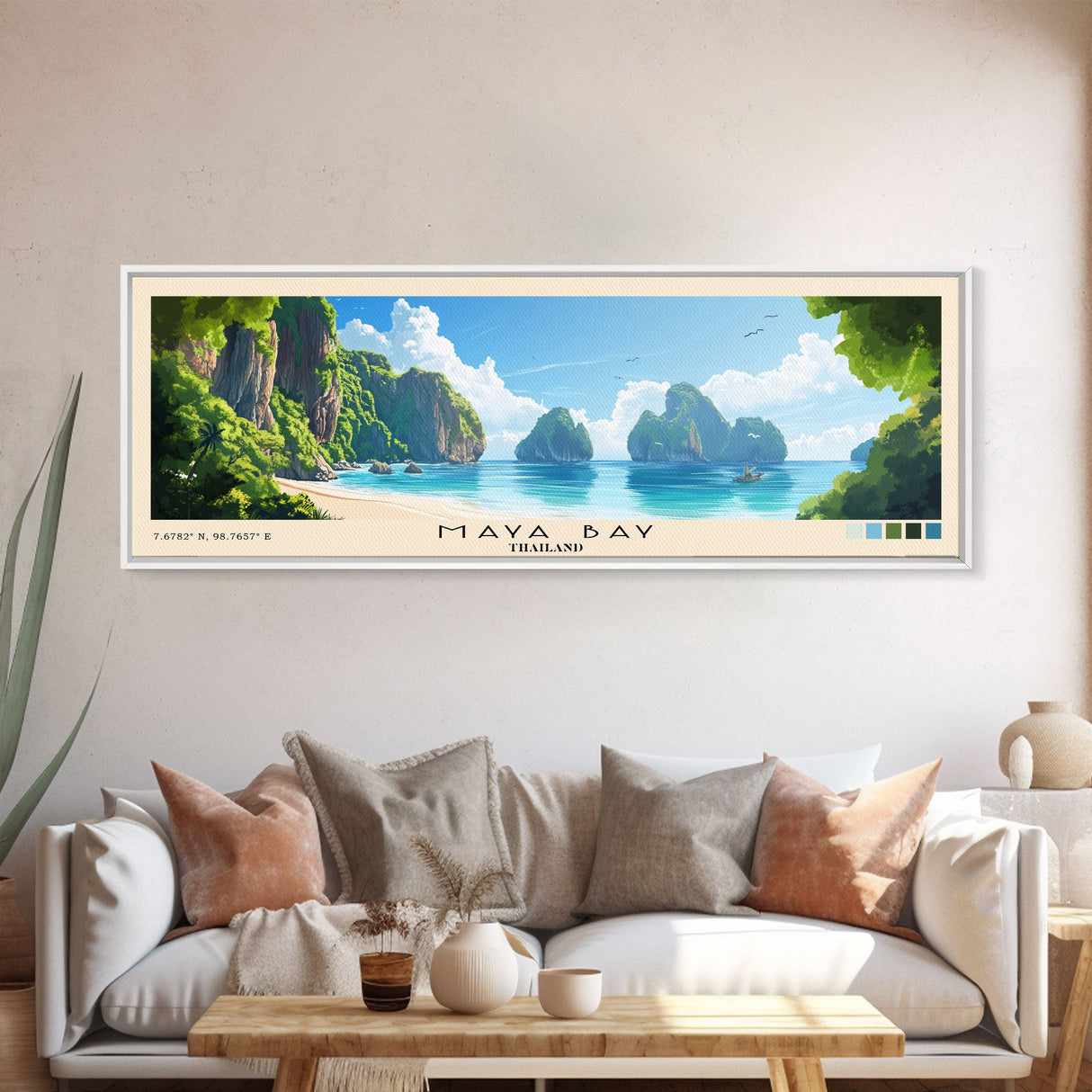 Maya Bay, Thailand Panoramic Print, Vacation Gift, Thailand Wall Art, Vacation Wall Art, Vacatation Memories, Beach Decor, Beach Or Lakehouse Art