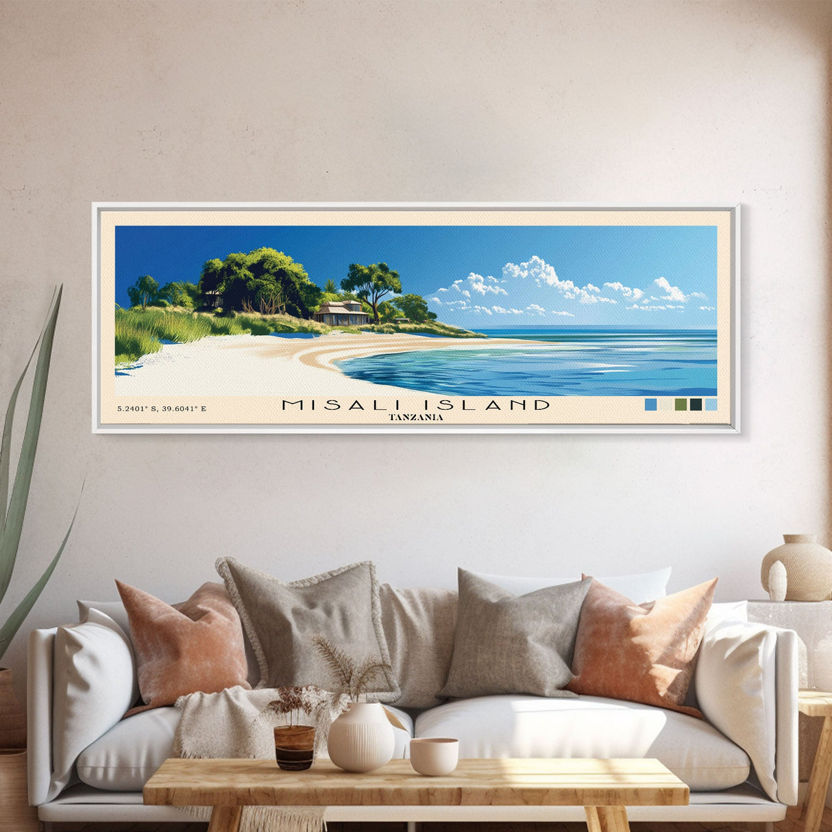 Misali Island, Tanzania Panoramic Print, Vacation Gift, Tanzania Wall Art, Beach Painting, Beach Decor, Large Wall Art, Wood Frame Art