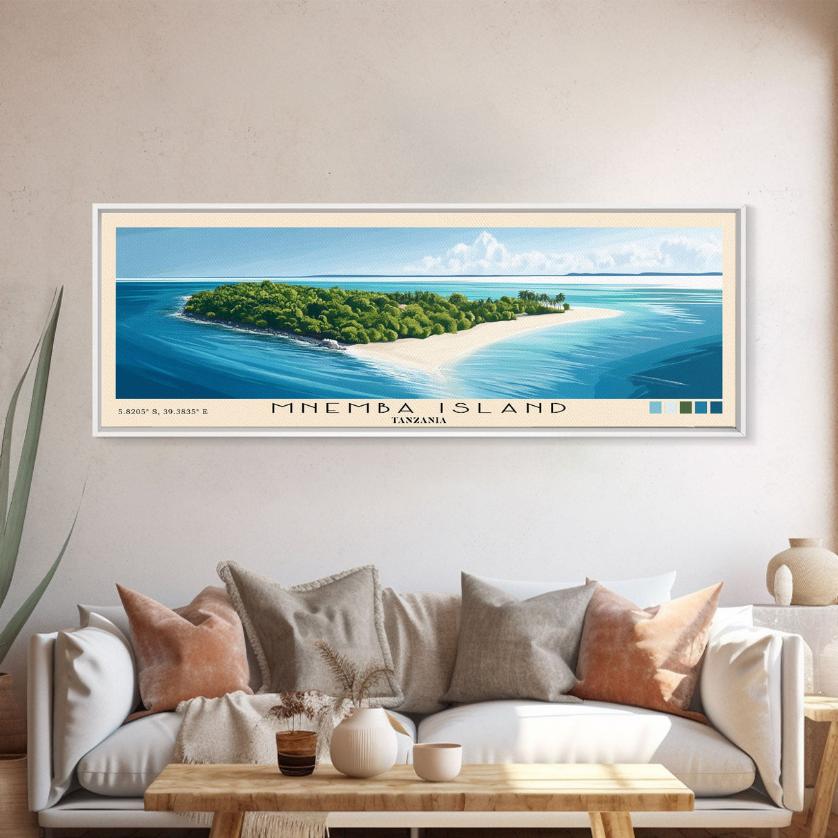 Mnemba Island, Tanzania Panoramic Beach Print, Vacation Gift, Tanzania Wall Art, Beach Painting, Beach Decor, Beach Painting