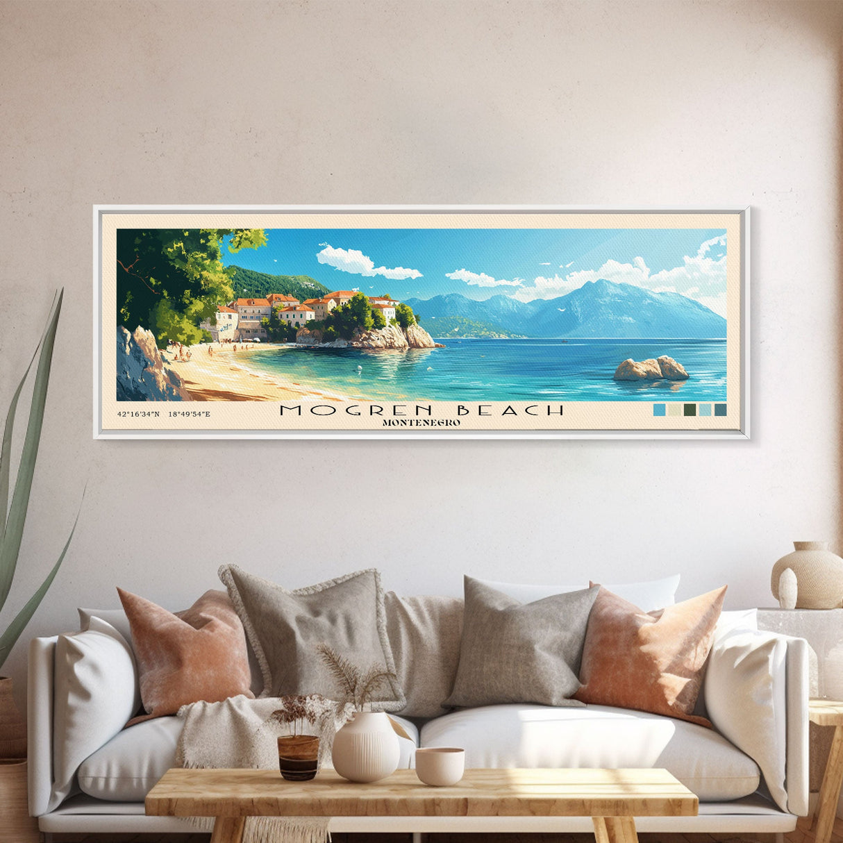 Mogren Beach, Montenegro Panoramic Print, Vacation Gift, Montenegro Wall Art, Vacation Wall Art, Vacatation Memories, Beach Decor, Beach Or Lakehouse Art