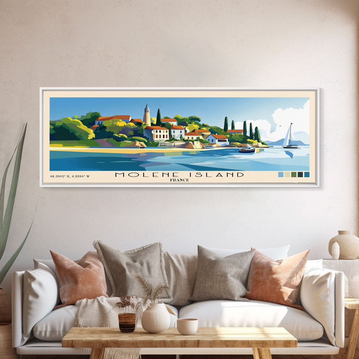 Molene Island, France Panoramic Print, Vacation Gift, France Wall Art, Beach Painting, Beach Decor, Beach Or Lakehouse Art