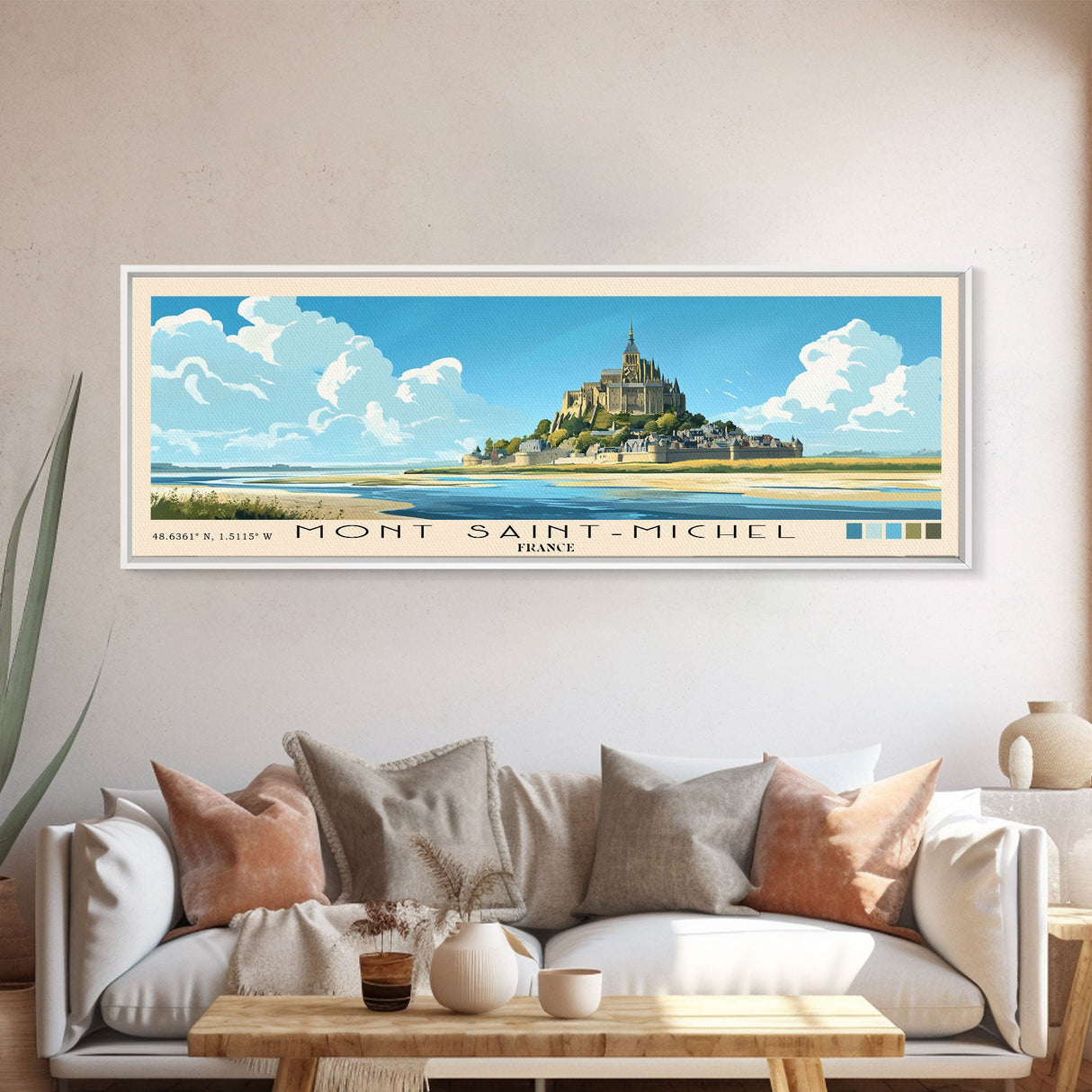 Mont Saint-Michel, France Panoramic Print, Vacation Gift, France Wall Art, Vacation Wall Art, Vacatation Memories, Beach Decor, Beach Or Lakehouse Art