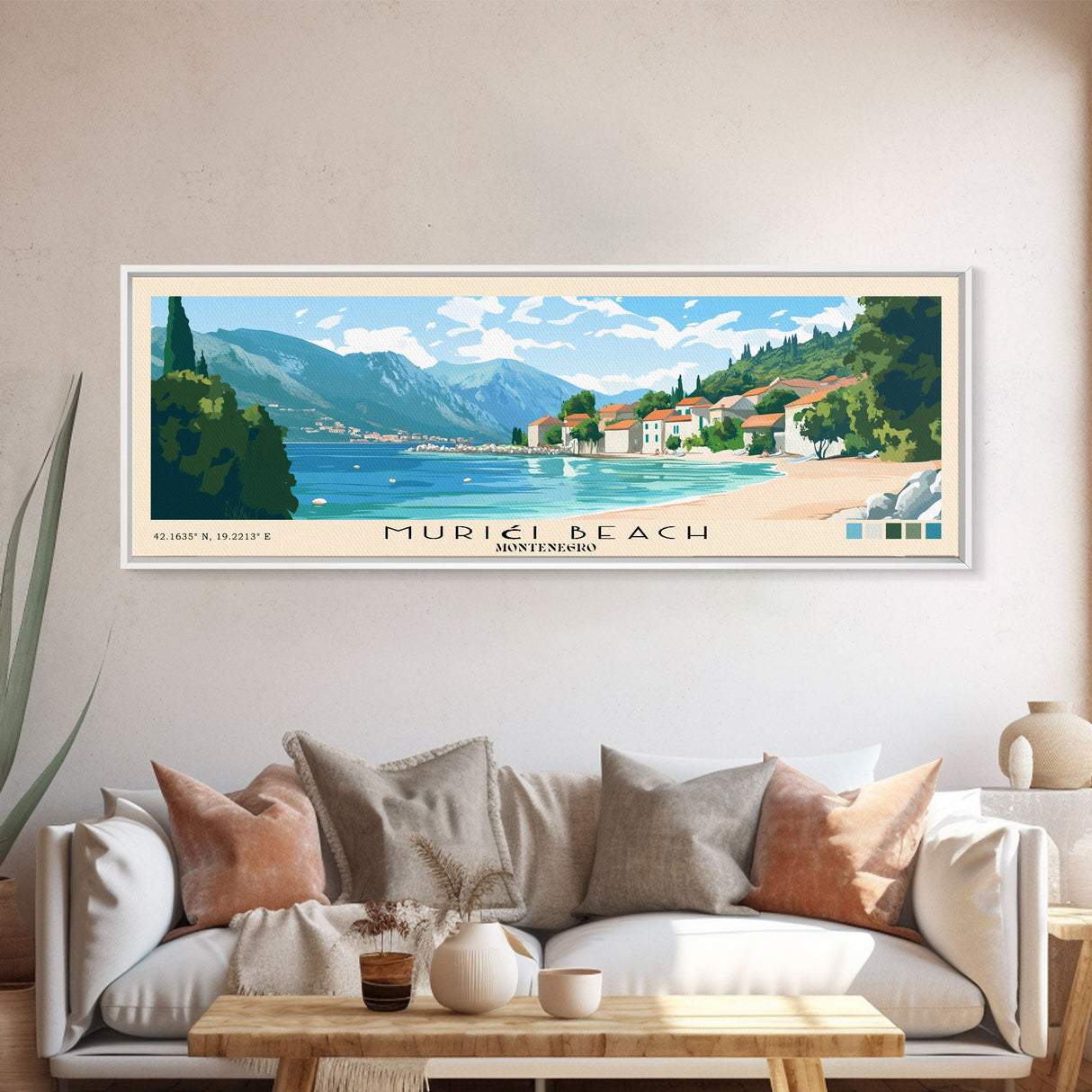 Murići Beach, Montenegro Panoramic Print, Vacation Gift, Montenegro Wall Art, Vacation Wall Art, Vacatation Memories, Beach Decor, Beach Or Lakehouse Art