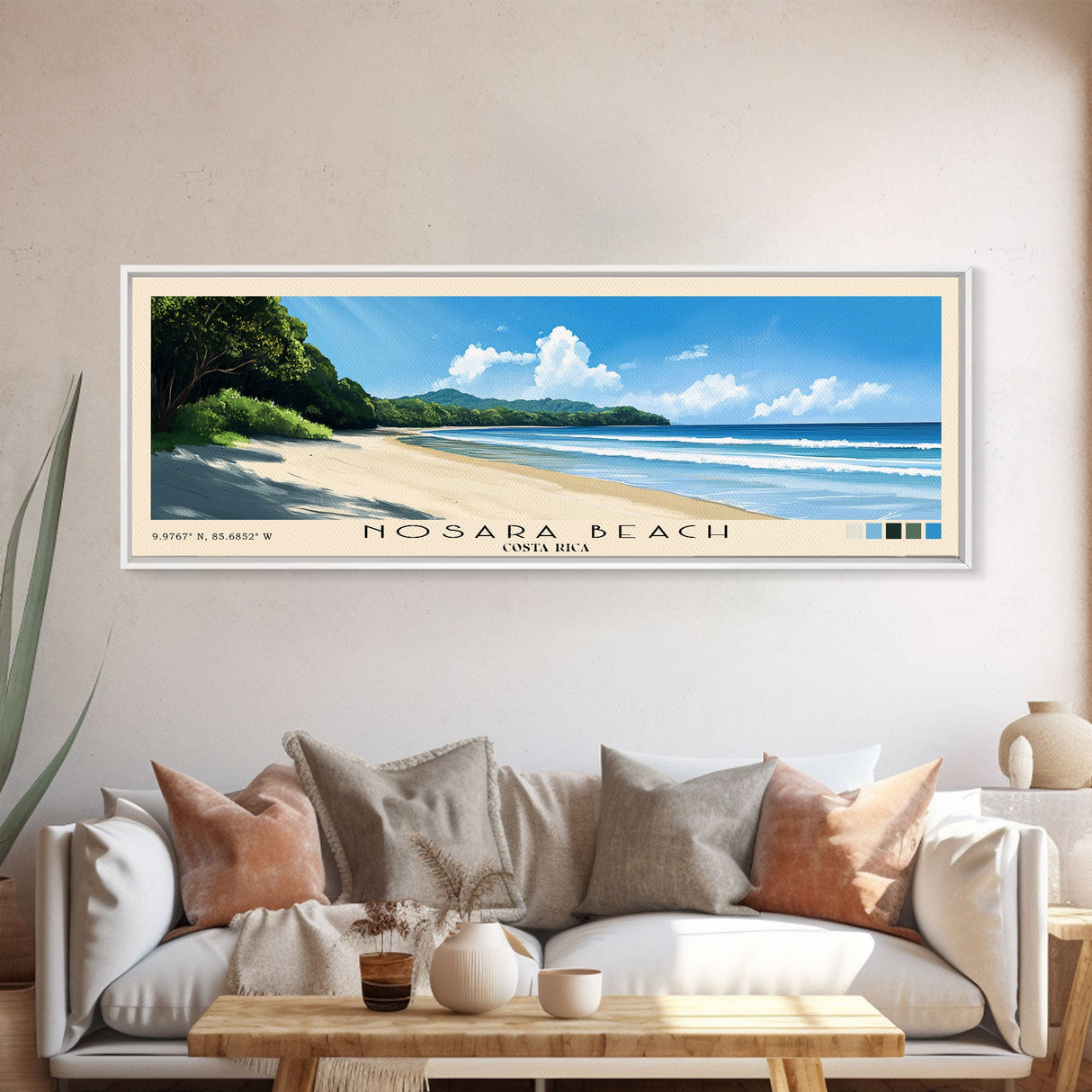 Nosara Beach, Costa Rica Panoramic Print, Vacation Gift, Costa Rica Wall Art, Beach Painting, Beach Decor, Beach Or Lakehouse Art