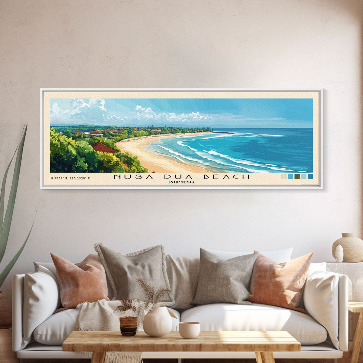 Nusa Dua Beach, Indonesia Panoramic Print, Vacation Gift, Indonesia Wall Art, Vacation Wall Art, Vacatation Memories, Beach Decor, Beach Or Lakehouse Art