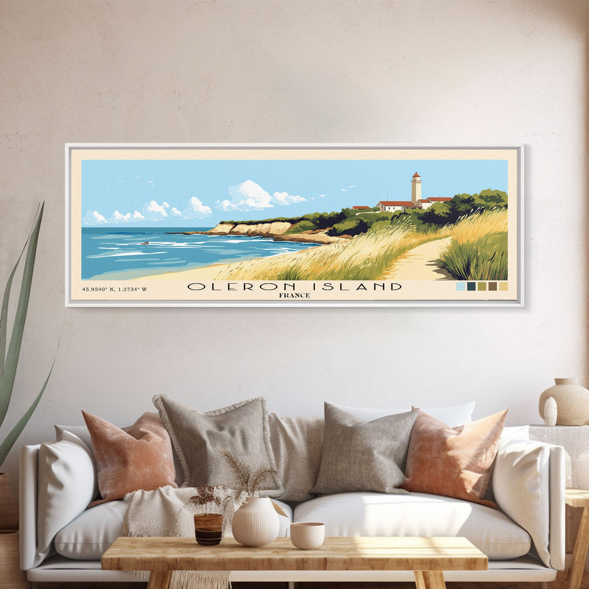 Oleron Island, France Panoramic Print, Vacation Gift, France Wall Art, Beach Painting, Beach Decor, Large Wall Art, Wood Frame Art