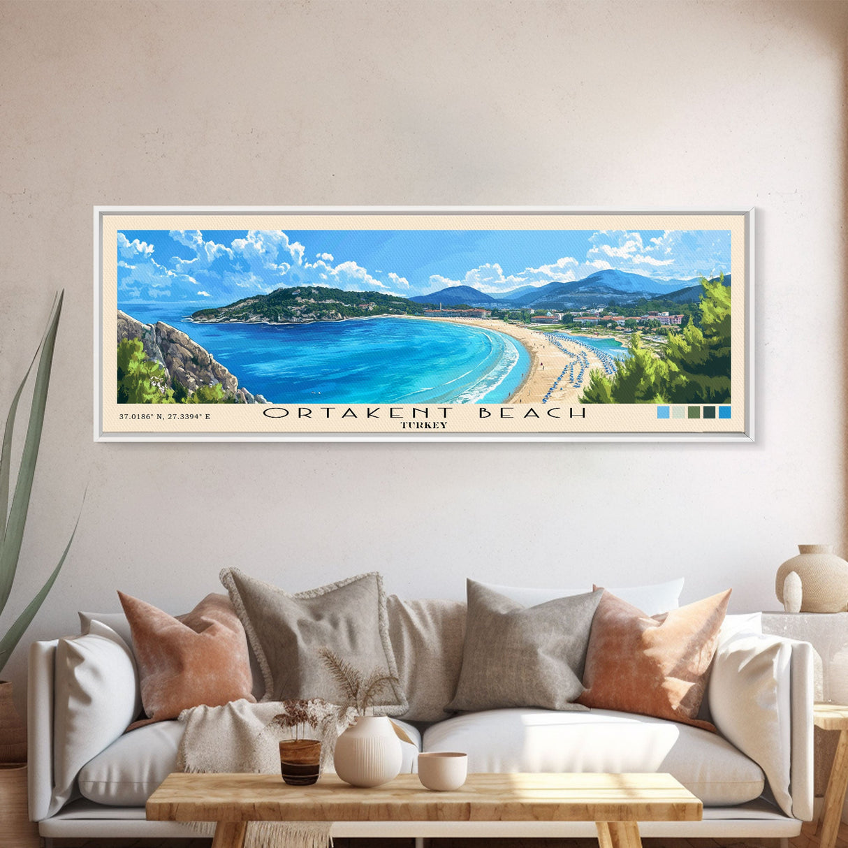 Ortakent Beach, Turkey Panoramic Print, Vacation Gift, Turkey Wall Art, Vacation Wall Art, Vacatation Memories, Beach Decor, Beach Or Lakehouse Art