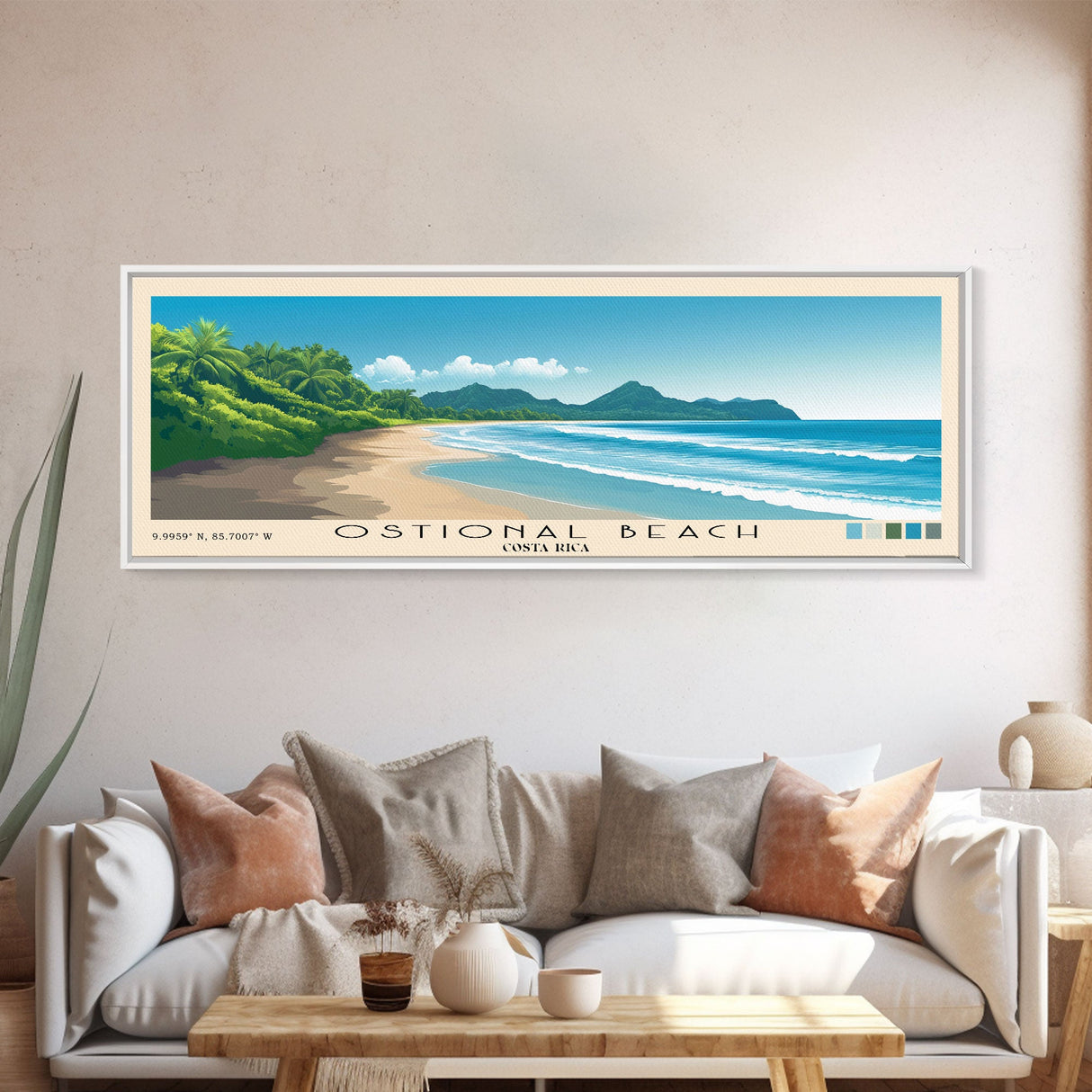 Ostional Beach, Costa Rica Panoramic Beach Print, Vacation Gift, Costa Rica Wall Art, Beach Painting, Beach Decor, Beach Painting