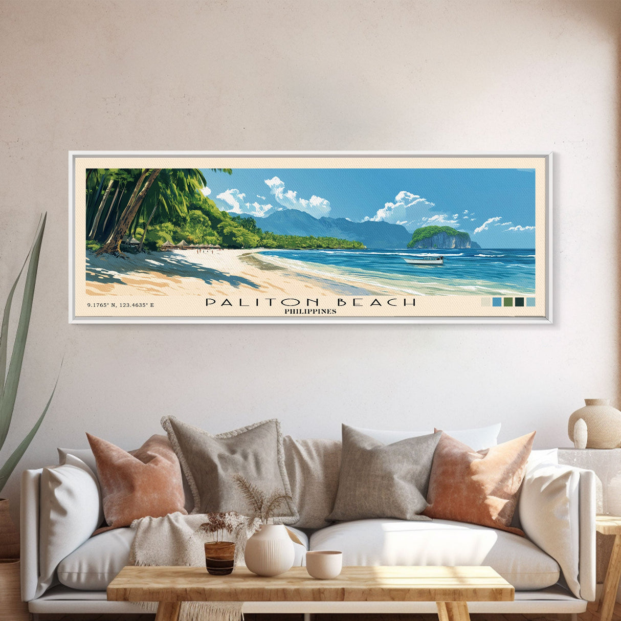 Paliton Beach, Philippines Panoramic Print, Vacation Gift, Philippines Wall Art, Vacation Wall Art, Vacatation Memories, Beach Decor, Beach Or Lakehouse Art