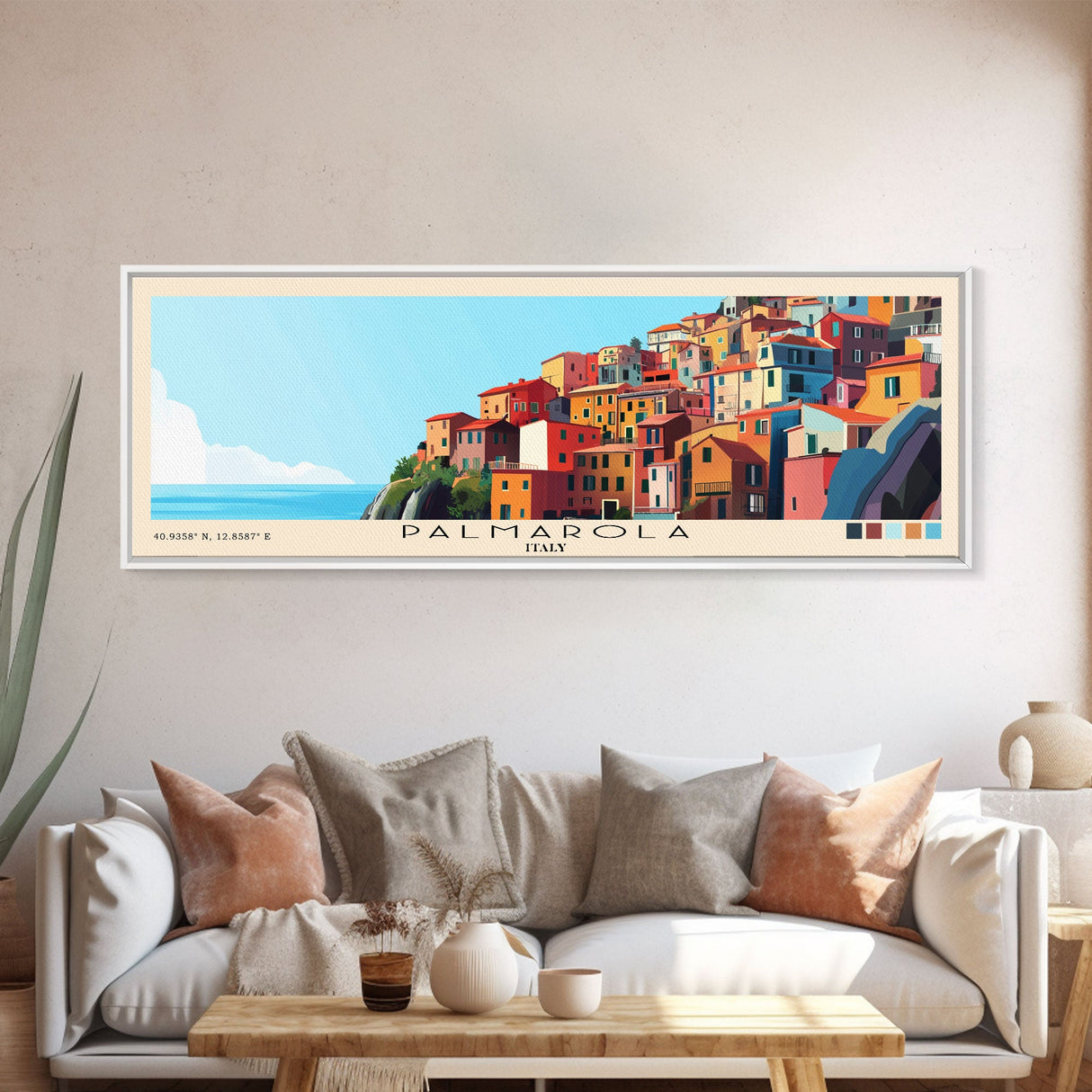 Palmarola, Italy Panoramic Print, Vacation Gift, Italy Wall Art, Beach Painting, Beach Decor, Beach Or Lakehouse Art