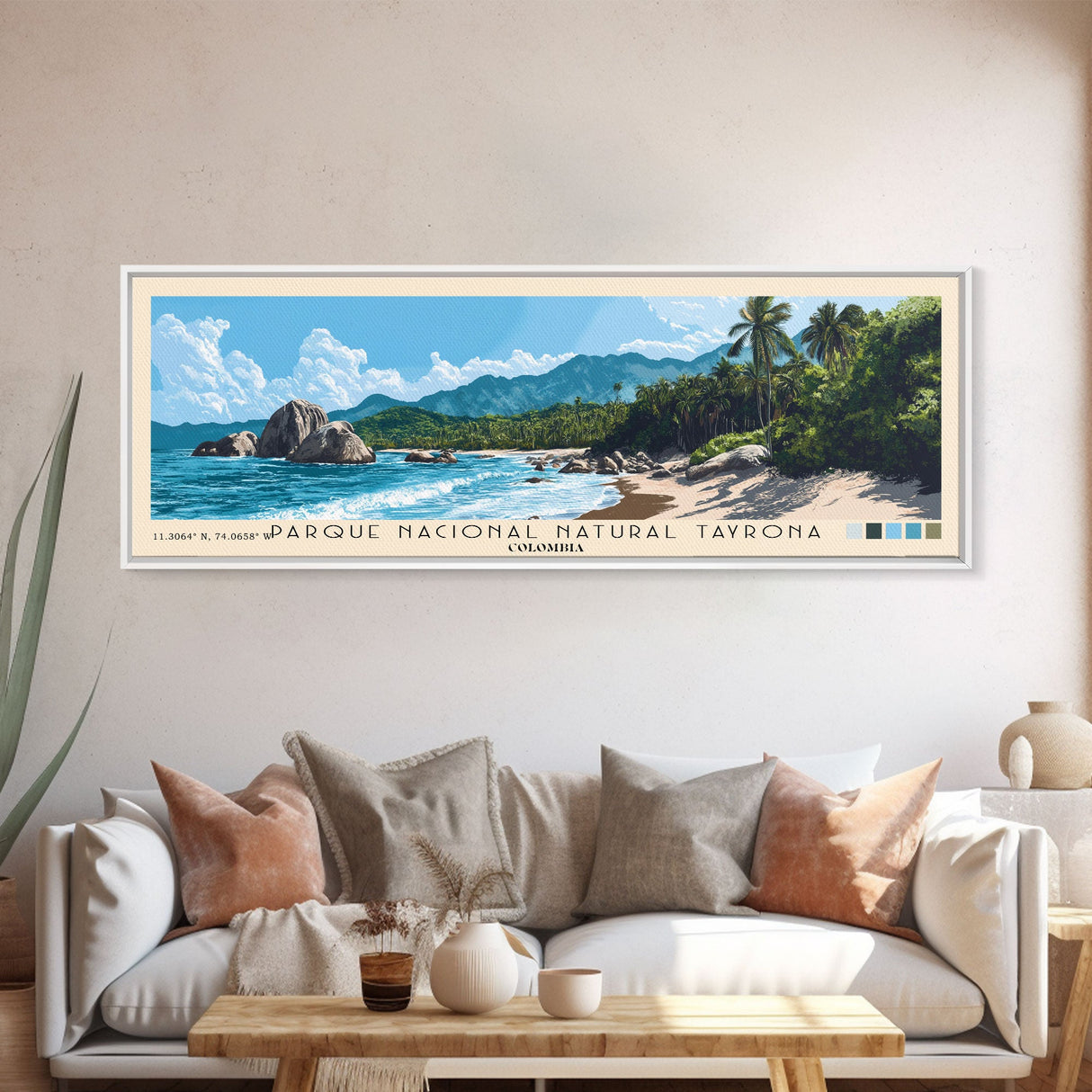 Parque Nacional Natural Tayrona, Colombia Panoramic Print, Vacation Gift, Colombia Wall Art, Beach Painting, Beach Decor, Beach Or Lakehouse Art