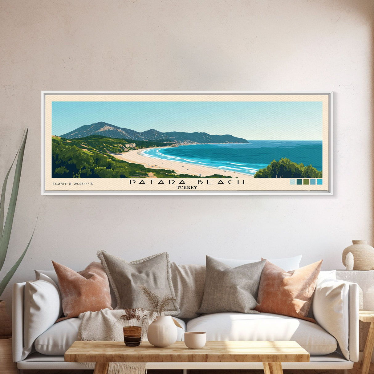 Patara Beach, Turkey Panoramic Print, Vacation Gift, Turkey Wall Art, Beach Painting, Beach Decor, Beach Or Lakehouse Art