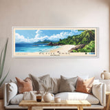 Petite Anse, Seychelles Panoramic Print, Vacation Gift, Seychelles Wall Art, Beach Painting, Beach Decor, Large Wall Art, Wood Frame Art