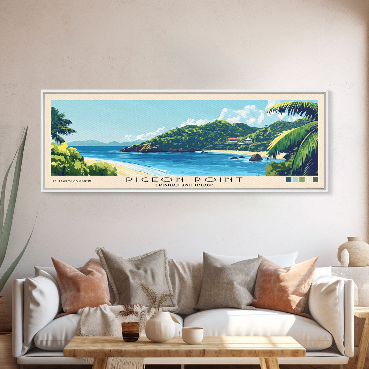 Pigeon Point, Trinidad and Tobago Panoramic Print, Vacation Gift, Trinidad and Tobago Wall Art, Vacation Wall Art, Vacatation Memories, Beach Decor, Beach Or Lakehouse Art