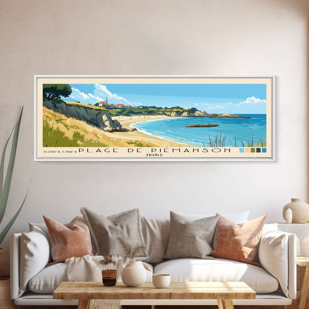 Plage de Piémanson, France Panoramic Print, Vacation Gift, France Wall Art, Beach Painting, Beach Decor, Beach Or Lakehouse Art