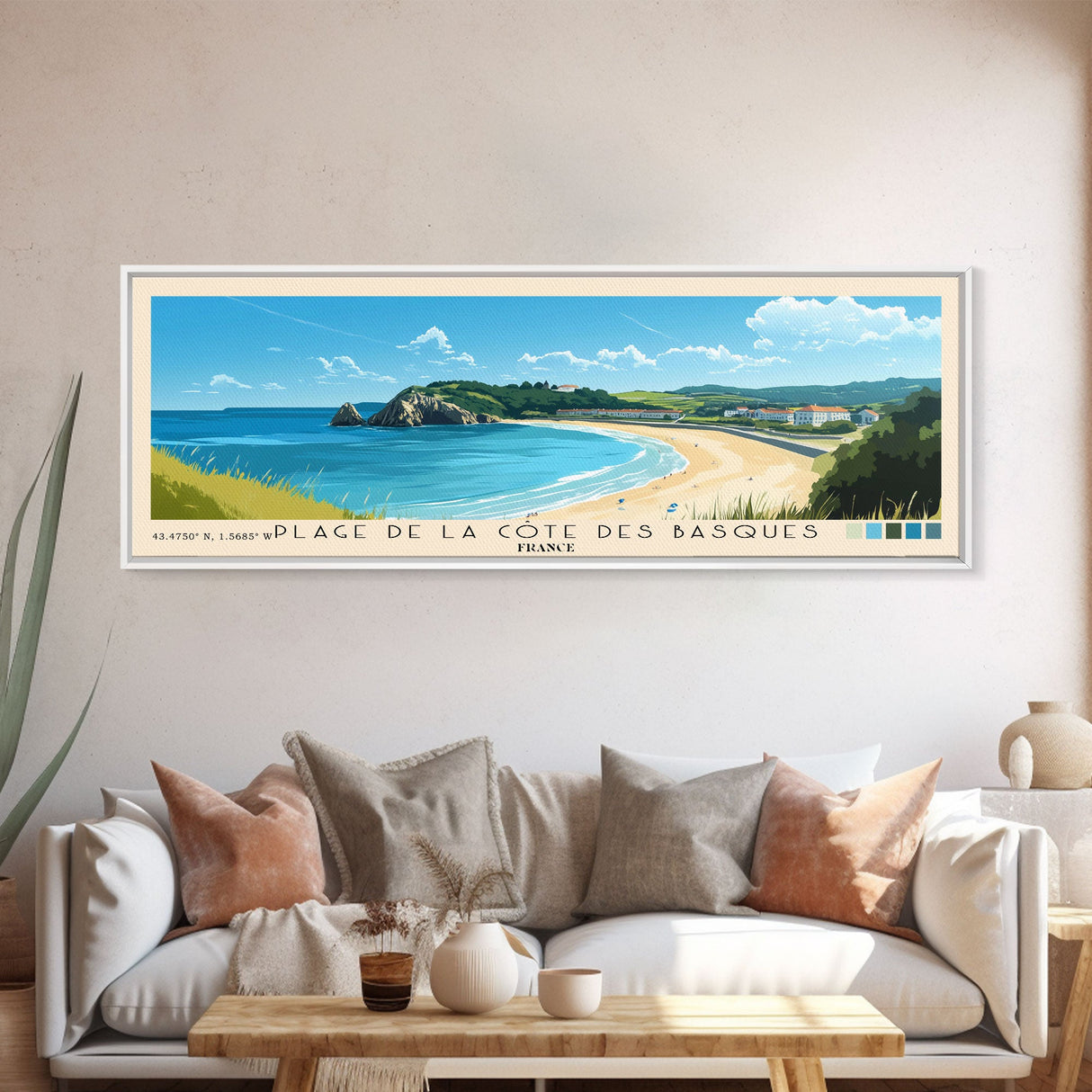 Plage de la Côte des Basques, France Panoramic Print, Vacation Gift, France Wall Art, Vacation Wall Art, Vacatation Memories, Beach Decor, Beach Or Lakehouse Art