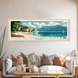 Plavi Horizonti Beach, Montenegro Panoramic Print, Vacation Gift, Montenegro Wall Art, Beach Painting, Beach Decor, Large Wall Art, Wood Frame Art