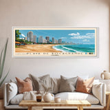 Playa de Bocagrande, Colombia Panoramic Beach Print, Vacation Gift, Colombia Wall Art, Framed Canvas Print, Framed Beach Painting