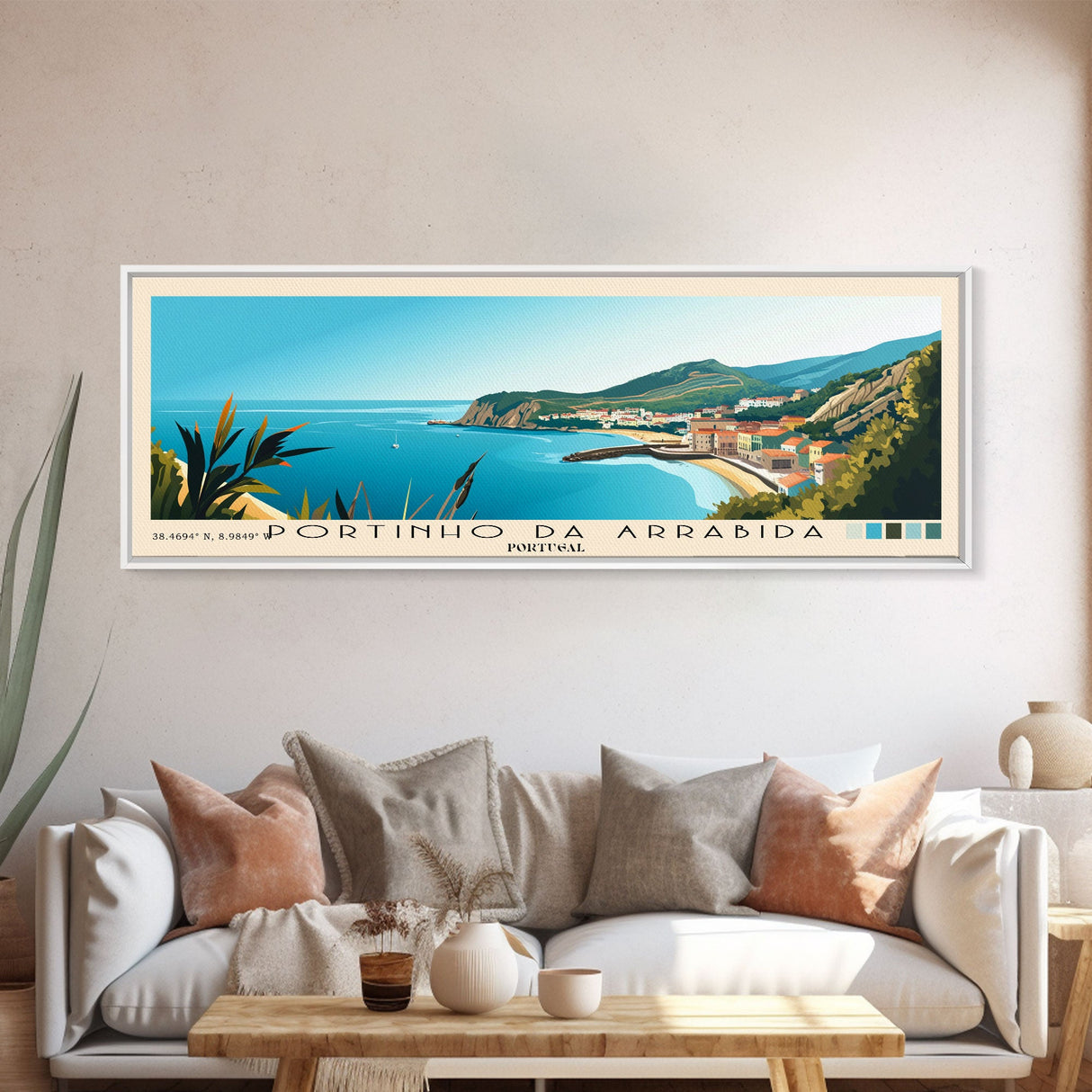 Portinho da Arrabida, Portugal Panoramic Print, Vacation Gift, Portugal Wall Art, Beach Painting, Beach Decor, Beach Or Lakehouse Art