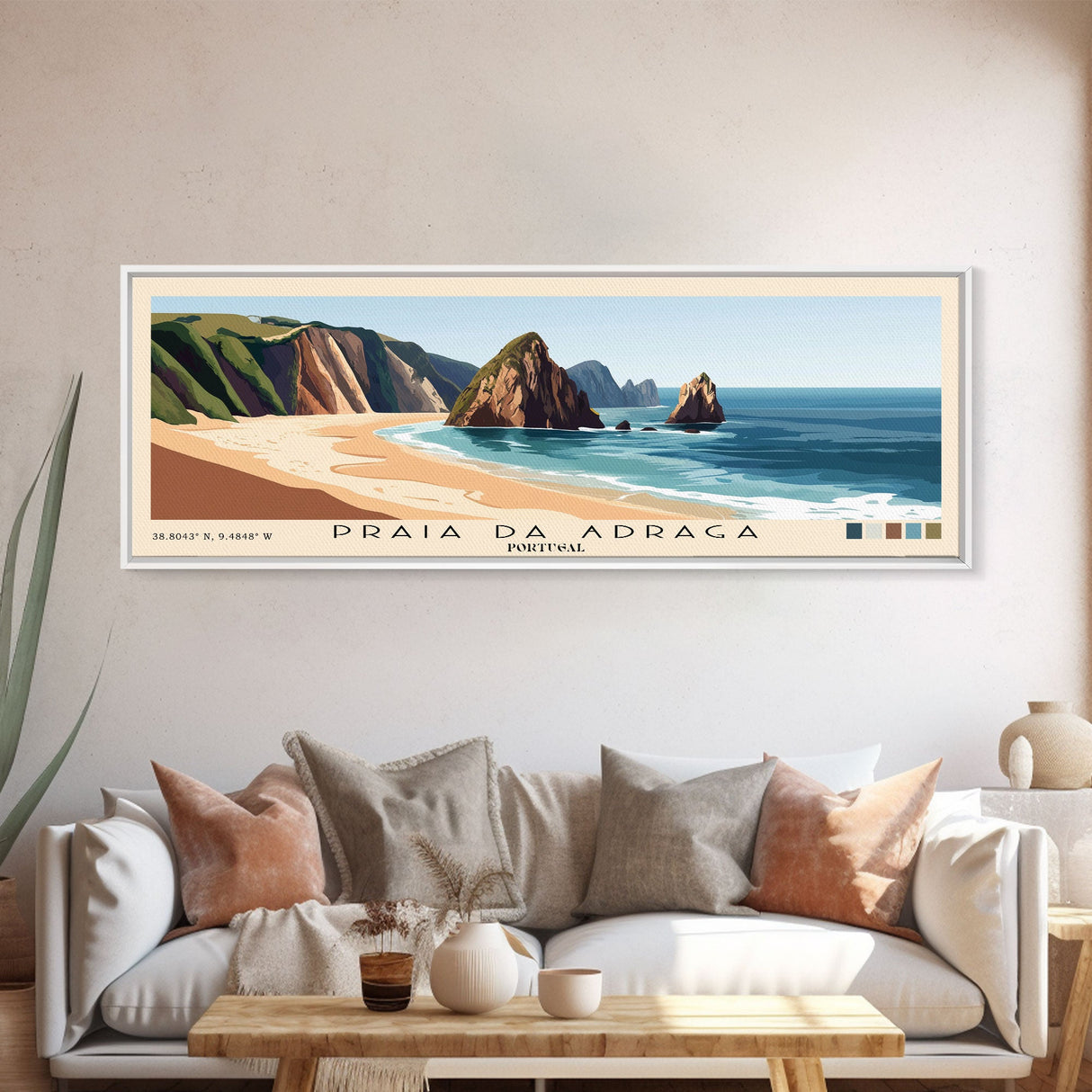 Praia da Adraga, Portugal Panoramic Print, Vacation Gift, Portugal Wall Art, Beach Painting, Beach Decor, Beach Or Lakehouse Art