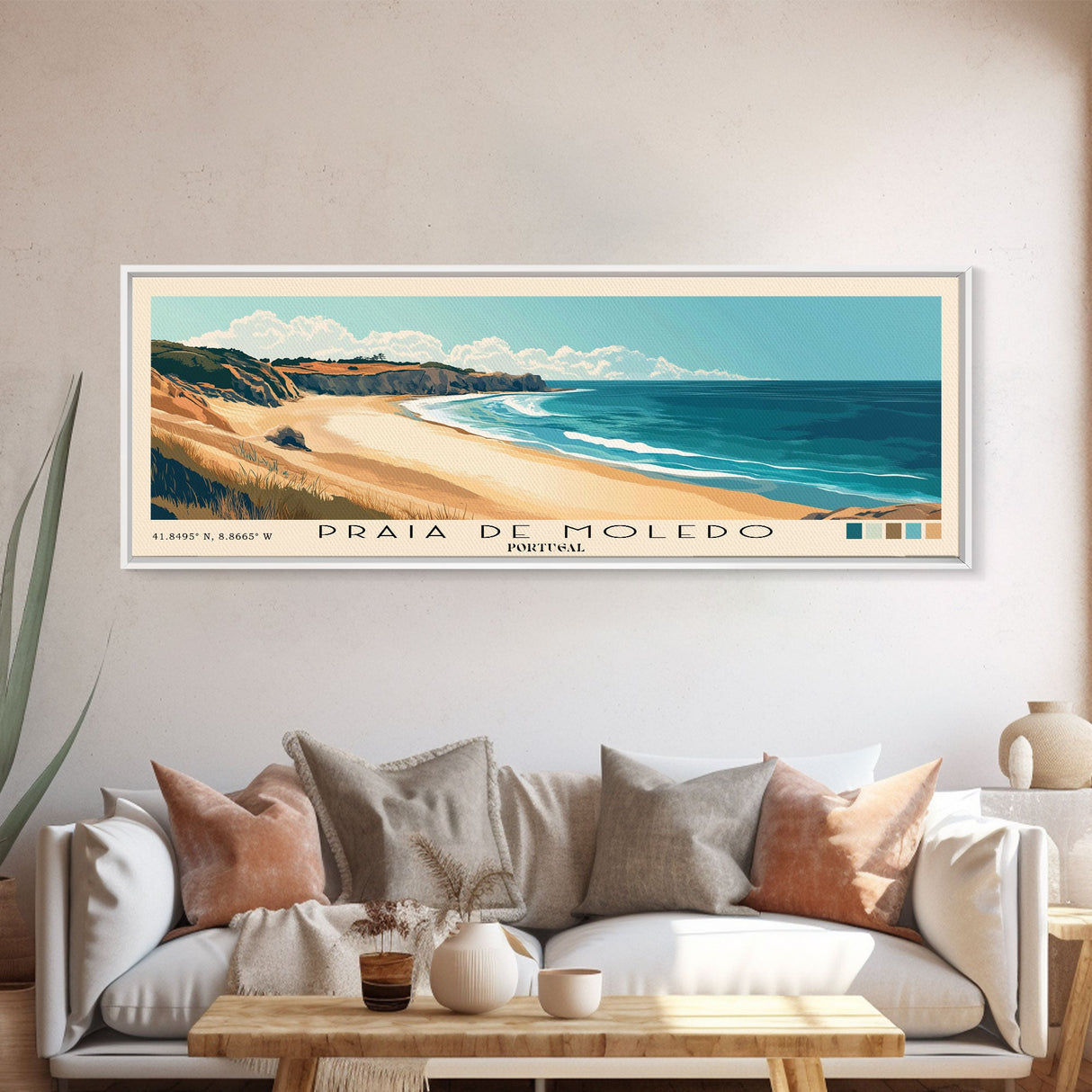 Praia de Moledo, Portugal Panoramic Print, Vacation Gift, Portugal Wall Art, Vacation Wall Art, Vacatation Memories, Beach Decor, Beach Or Lakehouse Art