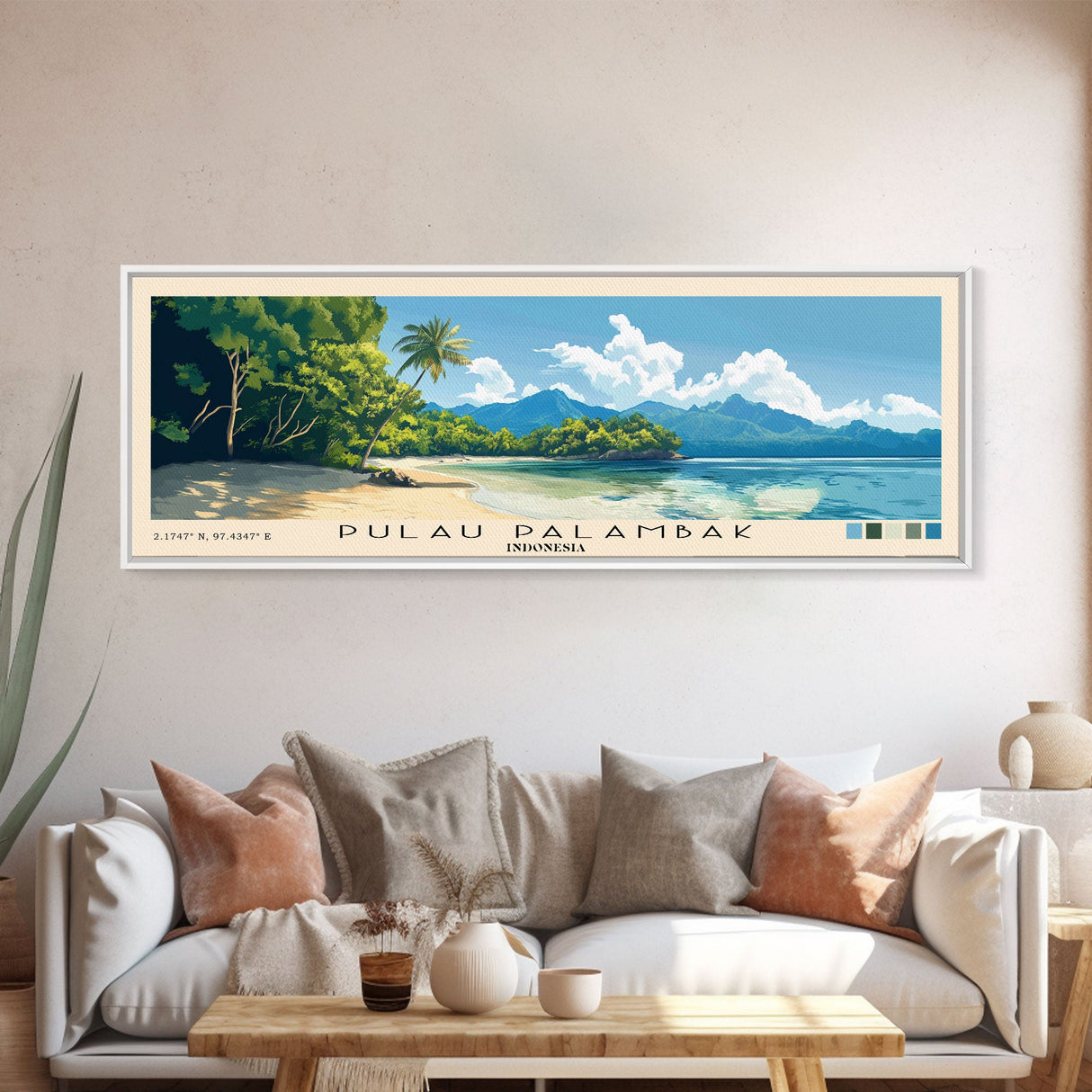 Pulau Palambak, Indonesia Panoramic Print, Vacation Gift, Indonesia Wall Art, Beach Painting, Beach Decor, Beach Or Lakehouse Art