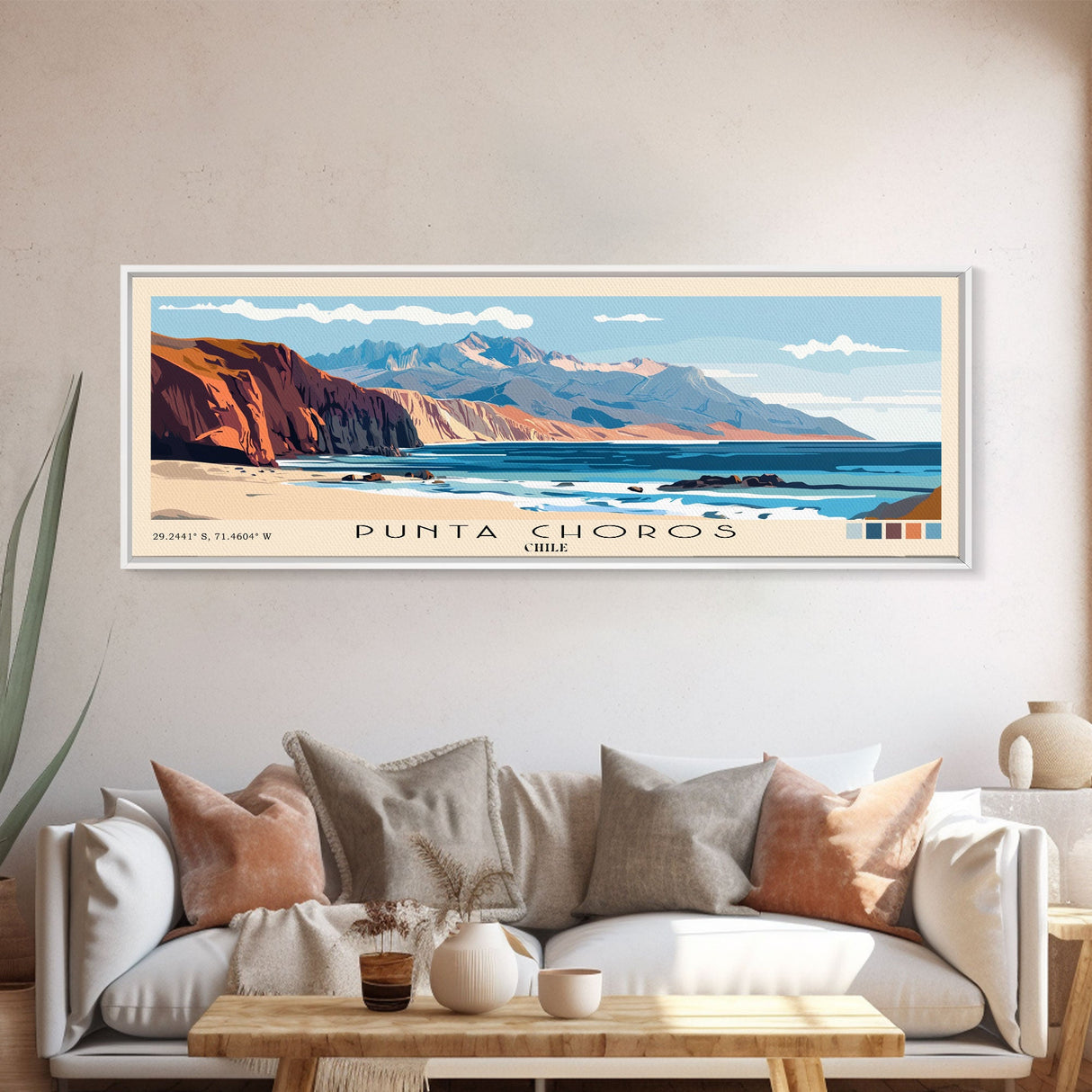 Punta Choros, Chile Panoramic Print, Vacation Gift, Chile Wall Art, Beach Painting, Beach Decor, Beach Or Lakehouse Art