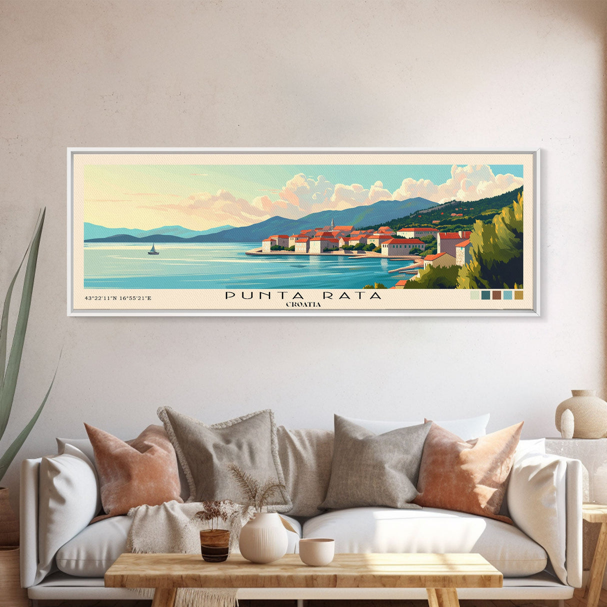 Punta Rata, Croatia Panoramic Print, Vacation Gift, Croatia Wall Art, Beach Painting, Beach Decor, Large Wall Art, Wood Frame Art