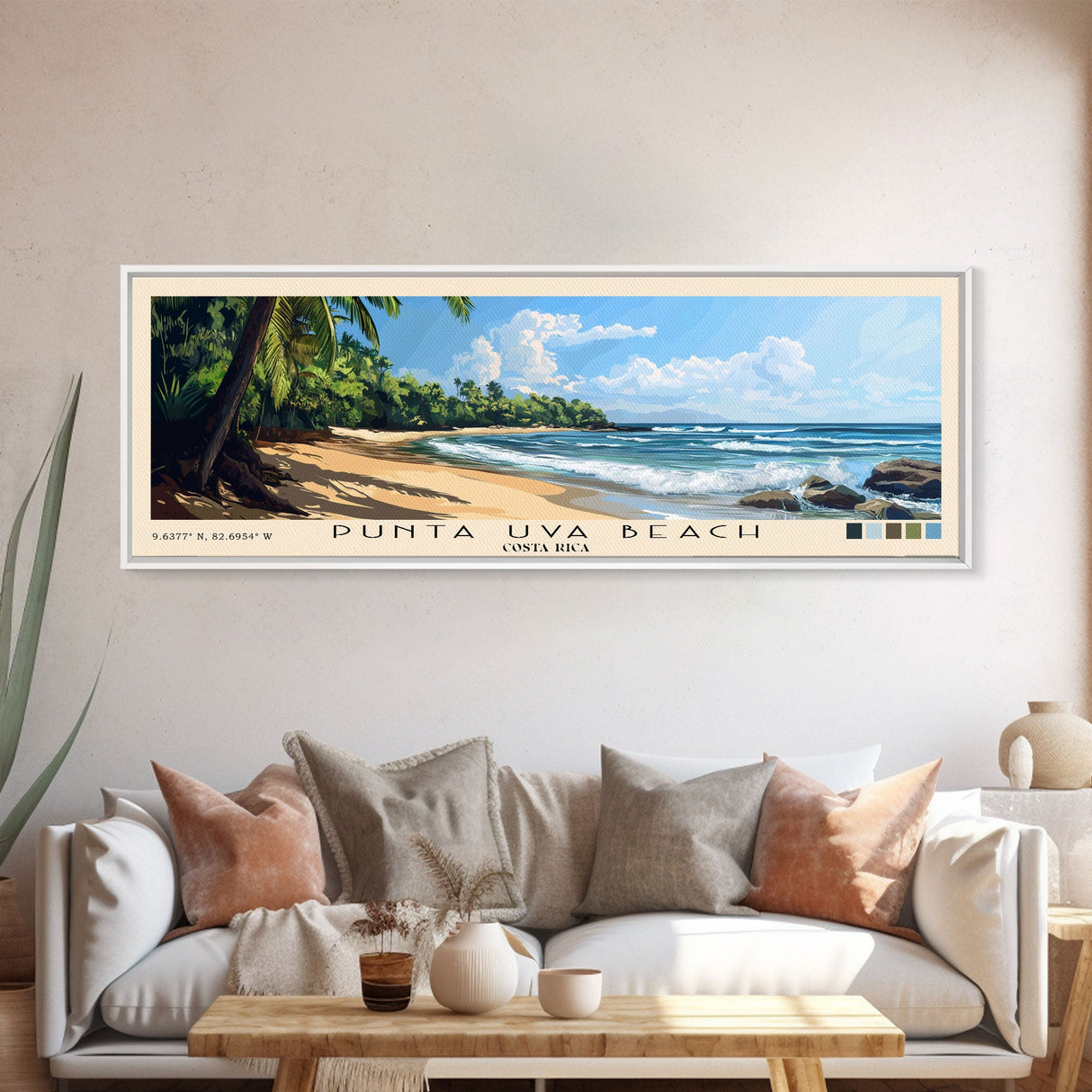 Punta Uva Beach, Costa Rica Panoramic Print, Vacation Gift, Costa Rica Wall Art, Beach Painting, Beach Decor, Beach Or Lakehouse Art