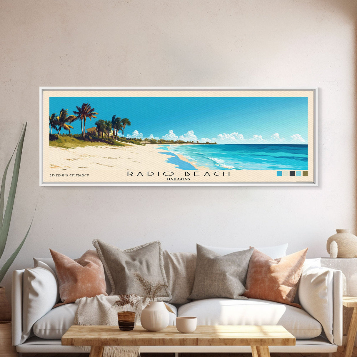 Radio Beach, Bahamas Panoramic Print, Vacation Gift, Bahamas Wall Art, Beach Painting, Beach Decor, Beach Or Lakehouse Art