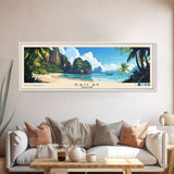 Railay, Thailand Panoramic Print, Vacation Gift, Thailand Wall Art, Beach Painting, Beach Decor, Large Wall Art, Wood Frame Art