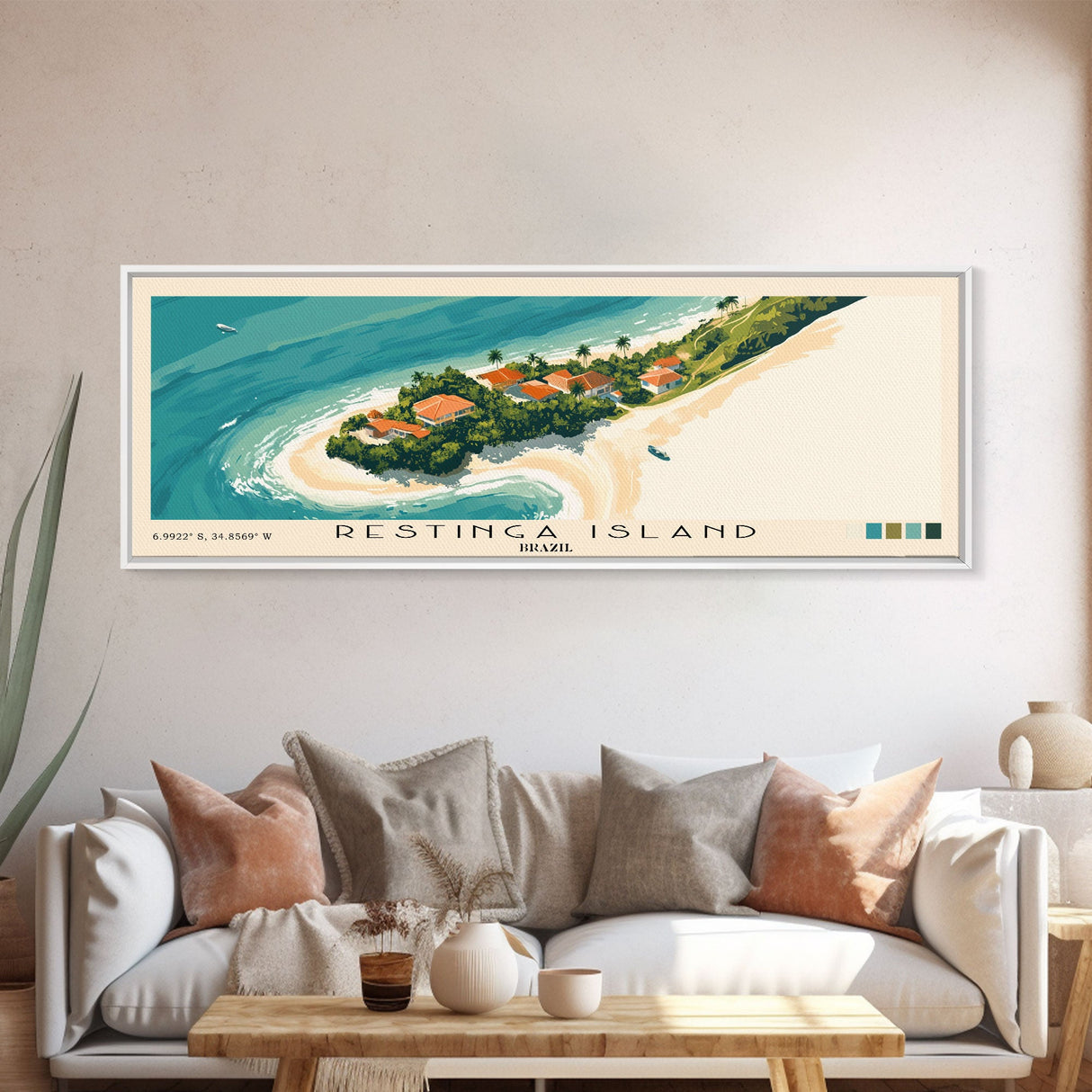 Restinga Island, Brazil Panoramic Print, Vacation Gift, Brazil Wall Art, Beach Painting, Beach Decor, Beach Or Lakehouse Art