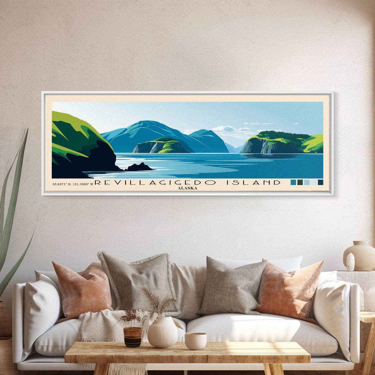 Revillagigedo Island, Alaska Panoramic Print, Vacation Gift, Alaska Wall Art, Beach Painting, Beach Decor, Large Wall Art, Wood Frame Art