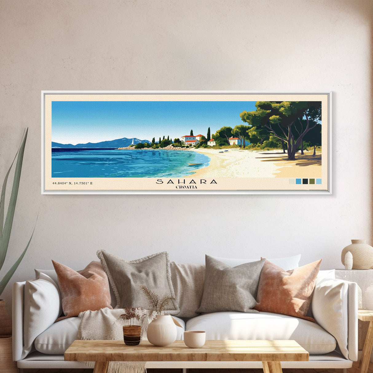 Sahara, Croatia Panoramic Print, Vacation Gift, Croatia Wall Art, Vacation Wall Art, Vacatation Memories, Beach Decor, Beach Or Lakehouse Art