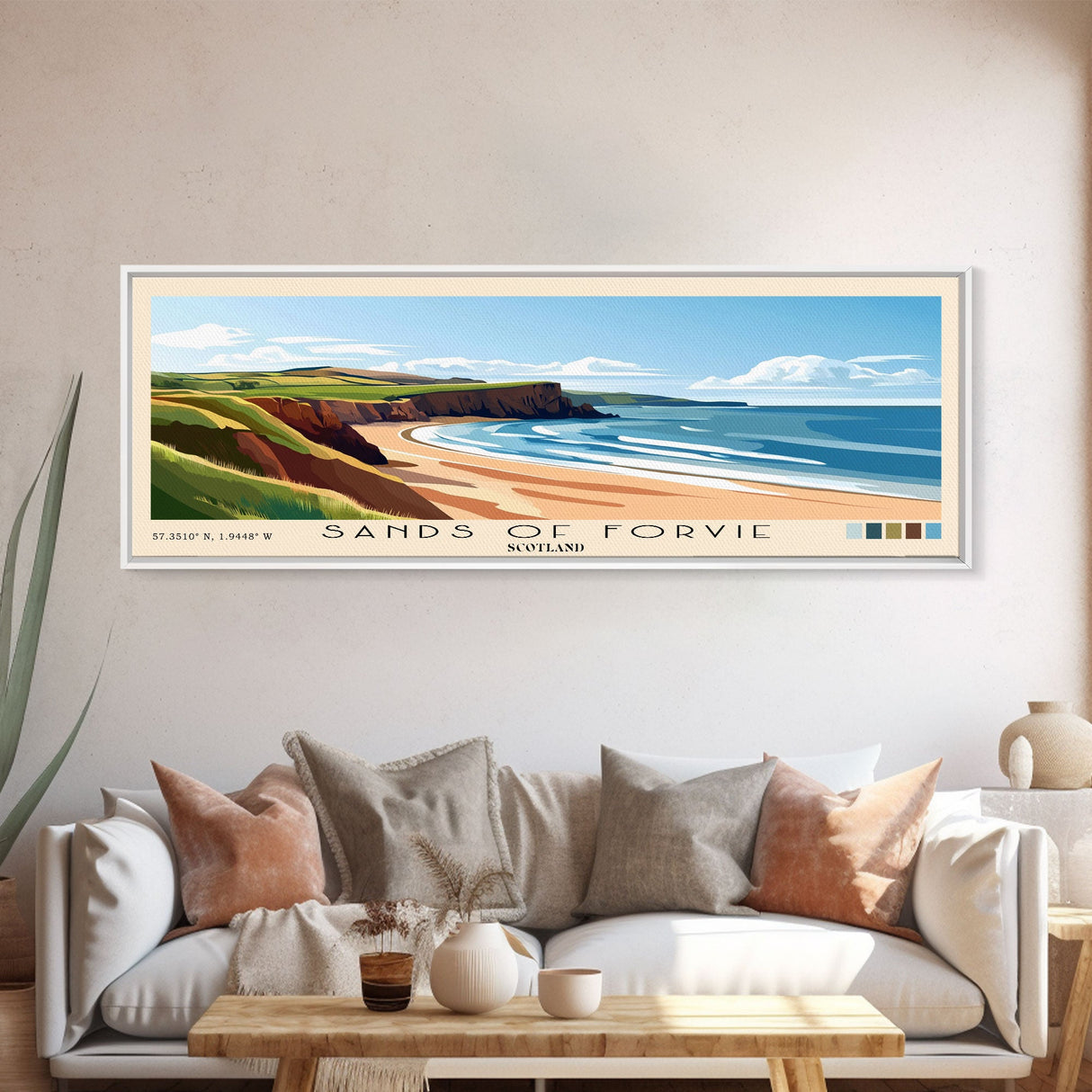 Sands of Forvie, Scotland Panoramic Beach Print, Vacation Gift, Scotland Wall Art, Framed Canvas Print, Framed Beach Painting