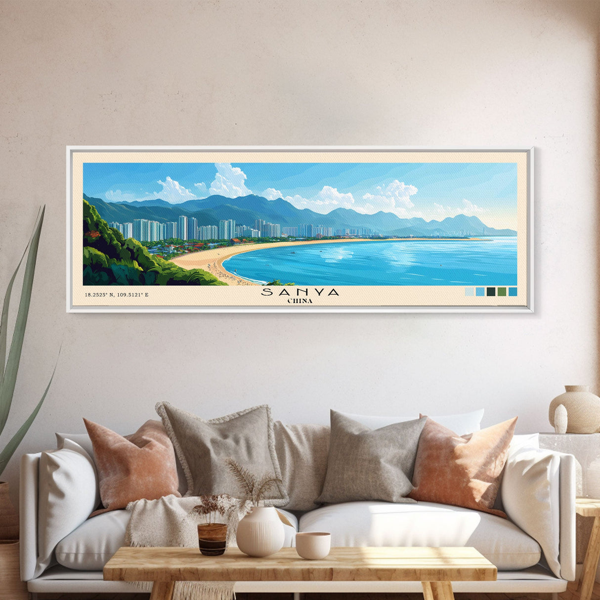 Sanya, China Panoramic Print, Vacation Gift, China Wall Art, Beach Painting, Beach Decor, Beach Or Lakehouse Art