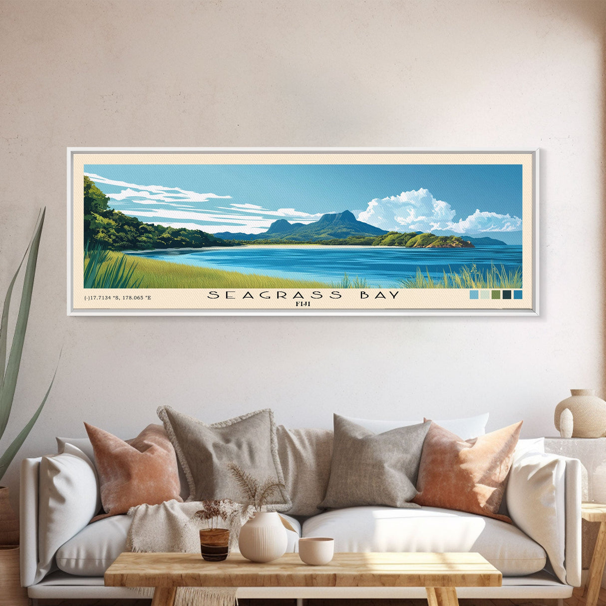 Seagrass Bay, Fiji Panoramic Print, Vacation Gift, Fiji Wall Art, Vacation Wall Art, Vacatation Memories, Beach Decor, Beach Or Lakehouse Art