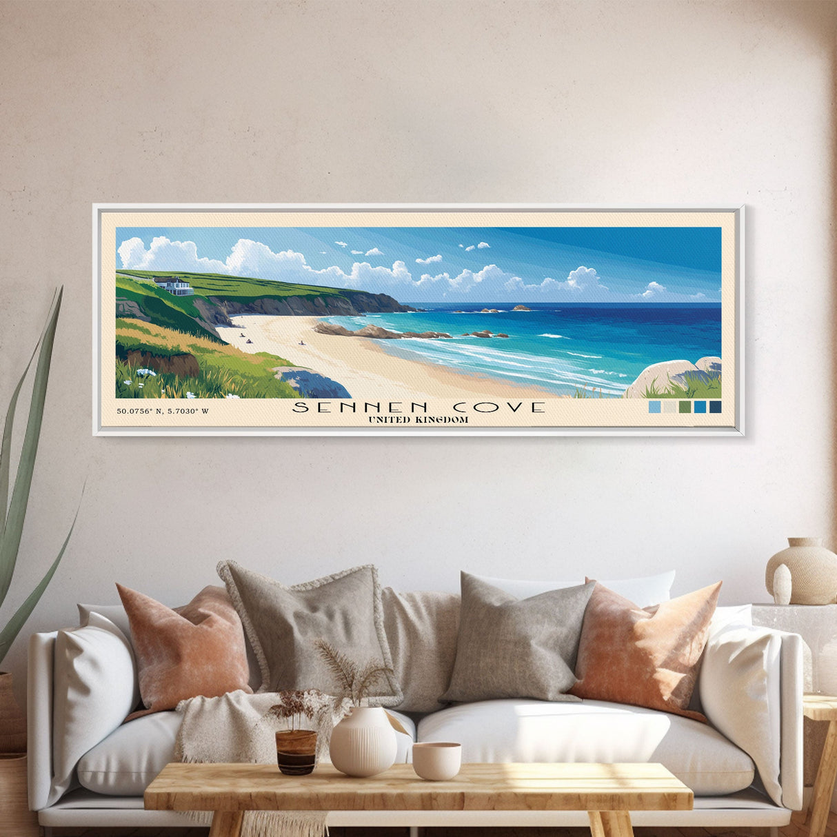 Sennen Cove, United Kingdom Panoramic Print, Vacation Gift, United Kingdom Wall Art, Vacation Wall Art, Vacatation Memories, Beach Decor, Beach Or Lakehouse Art