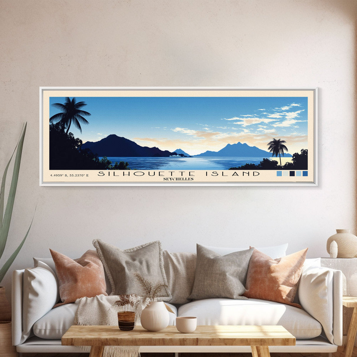 Silhouette Island, Seychelles Panoramic Print, Vacation Gift, Seychelles Wall Art, Beach Painting, Beach Decor, Beach Or Lakehouse Art