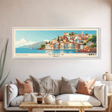 Siros, Greece Panoramic Print, Vacation Gift, Greece Wall Art, Beach Painting, Beach Decor, Beach Or Lakehouse Art