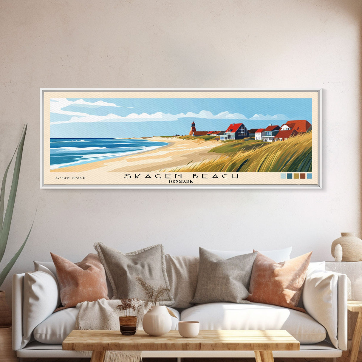 Skagen Beach, Denmark Panoramic Beach Print, Vacation Gift, Denmark Wall Art, Beach Painting, Beach Decor, Beach Painting