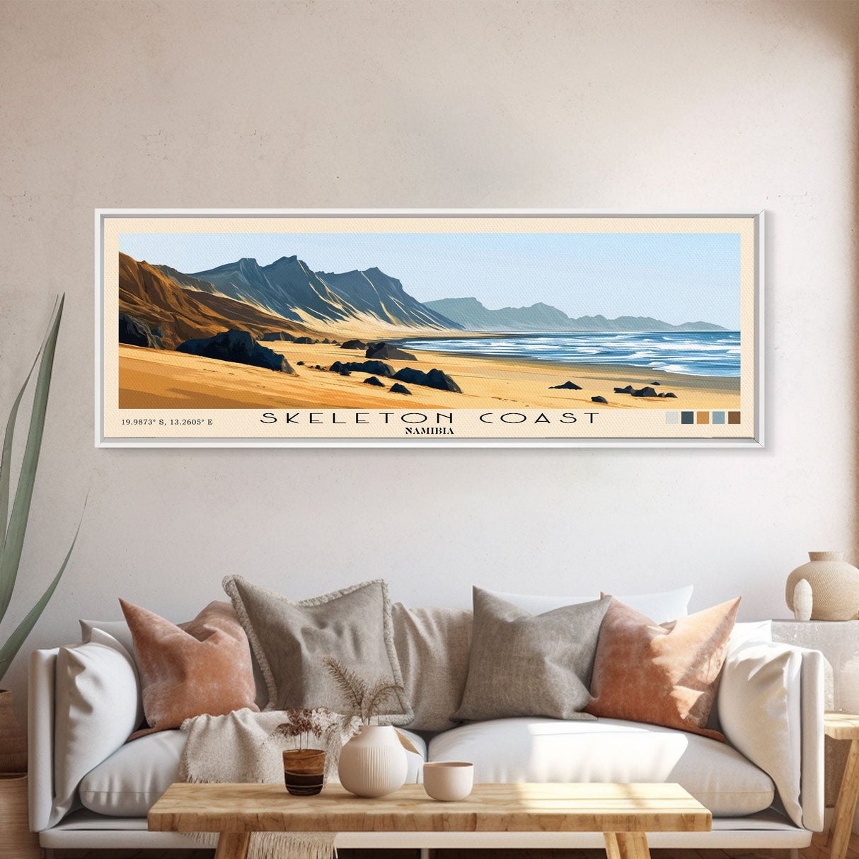 Skeleton Coast, Namibia Panoramic Print, Vacation Gift, Namibia Wall Art, Beach Painting, Beach Decor, Large Wall Art, Wood Frame Art