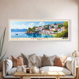 Skiathos, Greece Panoramic Beach Print, Vacation Gift, Greece Wall Art, Framed Canvas Print, Framed Beach Painting